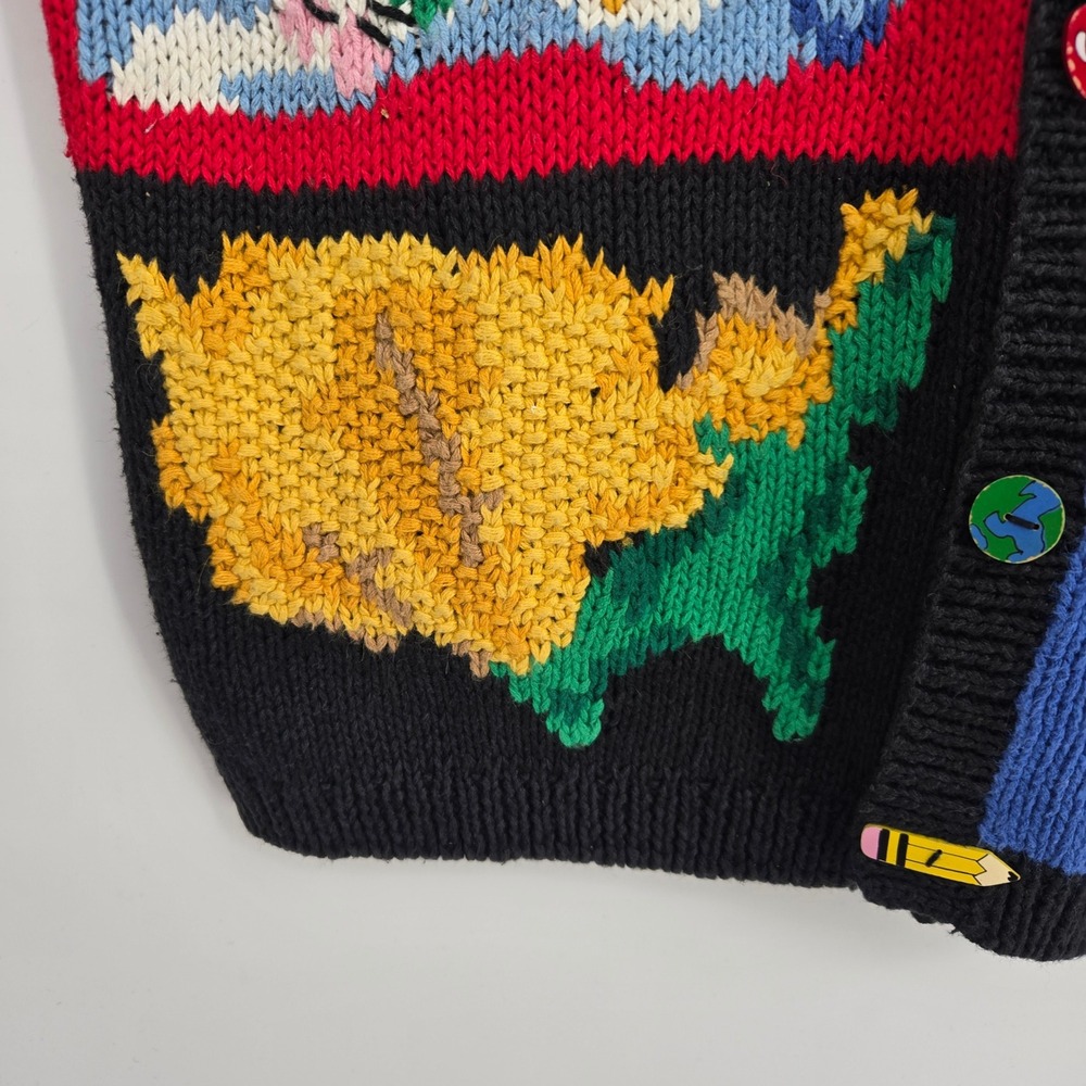 Vintage 90s Womens M Cardigan Sweater Teacher Back To School Kids Education - Picture 6 of 16